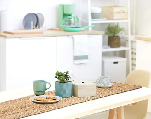Geflochtener Jute-Tischläufer, 33 x 91,4 cm, Vintage-Matten für Partys, Esstisch, Untersetzer, dekorative Platzsets, 100 % Jute-Naturfasern, wendbar, rustikaler Bauernhaus-Look The Home Talk