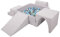 KiddyMoon Aire De Jeux en Mousse avec Carré Piscine À Balles (200 Balles) pour Enfants, Gris Clair: Perle/Gris/Transparent/Babyblue/Menthe