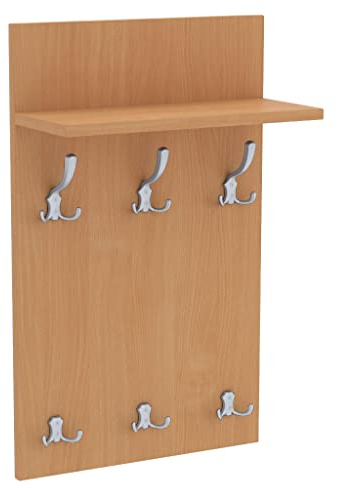 AKKE Garderobenpaneel Wandgarderobe Mit Ablage Wandpaneel Garderobe PVC Medi 90x50 cm ALUMINIUM | BAYERISCHE BUCHE