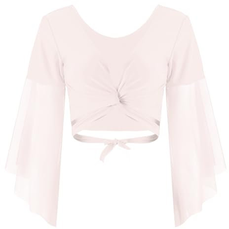 Jowowha Damen Bolero Jäckchen Bauchtanz Kostüm Schulterjacke Langarm Shrug Cardigan Tops Latein Tanz Ballettjacke Kurz Oberteile Rosa Einheitsgröße