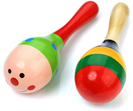 Toddmomy Hölzerne Maracas Für Kinder 2 Stück Hand-Percussion Rasselschüttler Mit Sicherem Griff Musikspielzeug Für Rhythmusentwicklung Und Babys Aufmerksamkeit