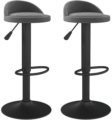 vidaXL 2X Barhocker Drehbar Höhenverstellbar Küchenhocker Barstuhl Tresenhocker Tresenstuhl Thekenhocker Bistrohocker Bar Stuhl Hocker Dunkelgrau Samt