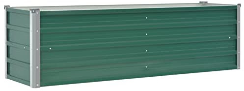 Festnight Jardinera Elevada 160 x 40 x 45 cm Maceta Metal Macetas de Acero Galvanizado Macetas Exterior Macetas Rectangular Arriate de Altura de Exterior Balcón Terraza Verde