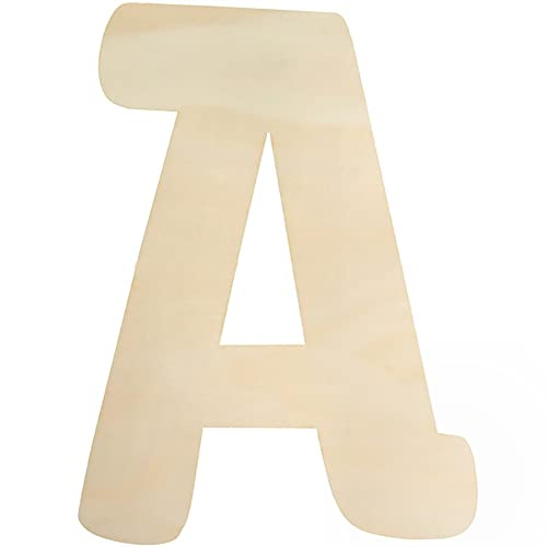 Unfinished Large Wooden Letters A for Crafts, 12 Inches Alphabet Decor | Smooth 5mm thick natural wood shapes for childrens names, easy to paint DIY nursery wall art, hanging bedroom ornaments