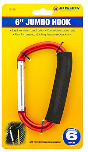 2 X 6” Large Aluminium Jumbo Carrying Hooks -Multi Purpose, Camping Grip Rucksack Carabiner Bag Hook | Handy Attachment For Keys, Durable 6 Inch
