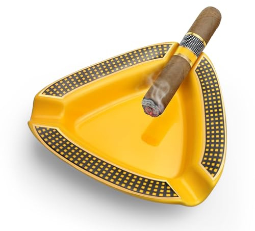 Cigar Ceramic Triangle Ashtray Deep Basin Holds 3 Cigars Durable