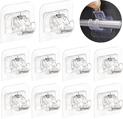 10 Stück Selbstklebende Gardinenstangen Halterung, Verstellbare Stangenhalterungen, Befestigung Stangen Halter, Gardinenstange Kleben, Kunststoff Easy Sticky Vorhang Bügel Aufhänger, für Alltagsleben