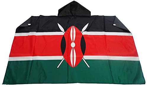 AZ FLAG Bandera de Kenia 150 x 90 cm, Capa Bandera Keniana 100% poliéster con mangas integradas, Body Flag keniano