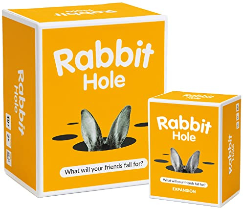 RABBIT HOLE Party Game + Expansion Set - The “What Will Your Friends Fall for?” Family Card Game - for Kids, Tweens, Teens, College Students, Adults, Fun Parties and Board Games Night with your Group