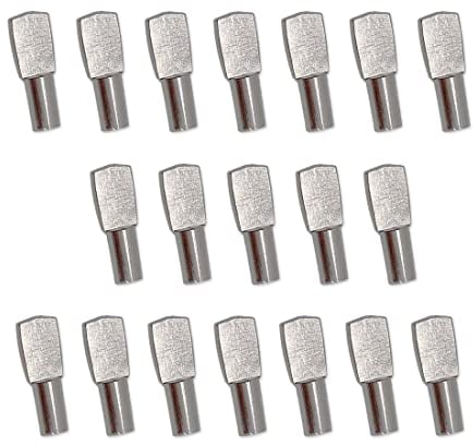 LEEQ Metall Regalbodenträger, 20 Stück 5mm Vernickelte Regalstifte Einlegeboden Halter Flacher Regalstifte für Schrank Möbel Bücherregalen(Silber)