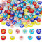 SUNNYCLUE 1 caja de 180 piezas de 6 colores de Cuentas de Cristal de Flores de Murano Hechas A Mano Millefiori Cuentas Planas Redondas de Flores Sueltas Espaciador de Cuentas para Bisutería Suministro