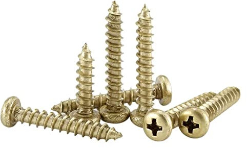 FEEIMOL Vis Autotaraudeuses à Tête Ronde Laiton Vis à Bois Phillips M3.5x25mm (20 pcs)