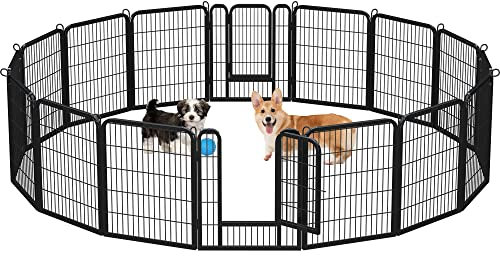 Yaheetech Parc pour Chien 16 Panneaux Enclos Chien Chiot Lapin Rongeur Cage pour Chiens Interieur Clôture Chiens Chenil Exterieur 80cm