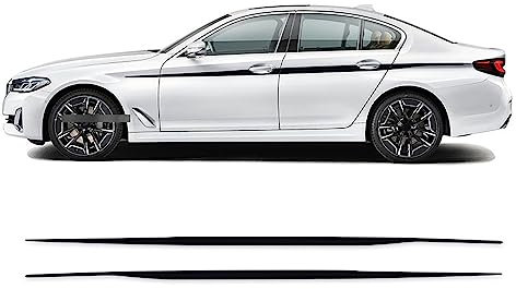 HASWEX Türseitiger oberer Streifenaufkleber Taillenlinienaufkleber, für BMW 5er G30 M5 F90 G31 M550 530 540 (Schwarz, PVC, Transparent)