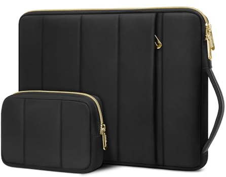 MOSISO 13-14 inch Laptop Case, 13.3 inch Puffy Laptop Sleeve Compatible with MacBook Air 13 13.6 M3 M2 M1/Pro 13/14, HP, Dell, ASUS, Lenovo, Rectangle Vertical Bag with Small Case&Side Handle, Black