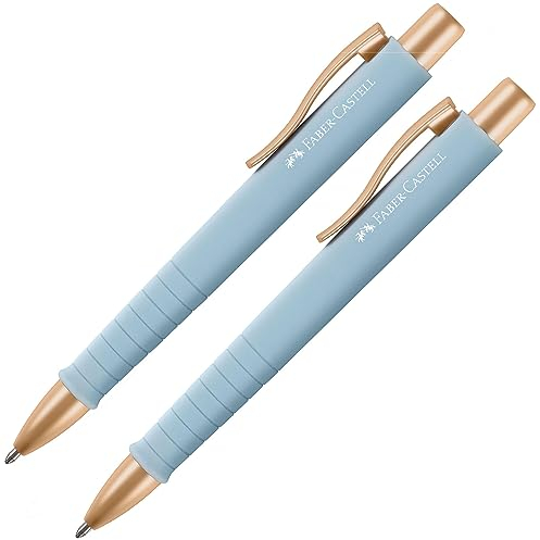 Faber-Castell 205093 - Kugelschreiber Poly Ball sky blue, 2 Stück, mit auswechselbarer XB Mine, dokumentenecht