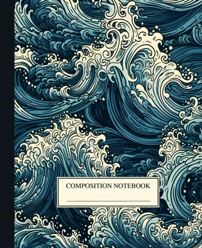 Composition Notebook College Ruled: Vintage Retro Ocean Waves | Art Aesthetic Journal for College, School & Work