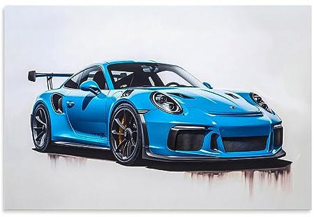 Dujoi Auto-Poster 911 GT3RS - Rennwagen-Wandkunst, Vintage-Poster für Männer, Kunstdrucke, 911 Leinwand, Gerahmt/Ungerahmt, 60 x 40 cm