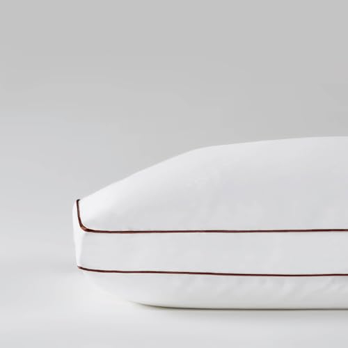 Saatva Latex-Kissen, hoher Loft (15,2 cm – 17,8 cm), hypoallergenes Kissen mit geschreddertem Latexkern, atmungsaktiv, maschinenwaschbarer Bezug aus Bio-Baumwolle, Queen-Size-Bett (71,1 x 40,6 cm), 1