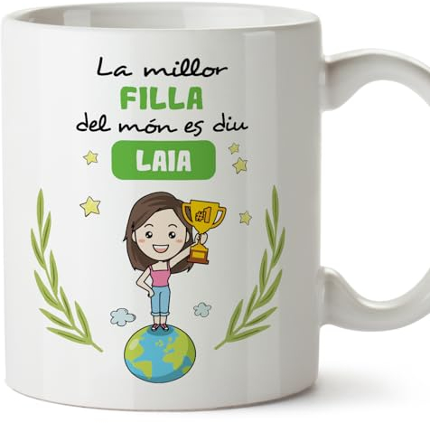 MUGFFINS Tazas Personalizadas para HIJA - En Catalán - Ets el millor del món - 11 oz / 330 ml - Regalo personalizable original y divertido