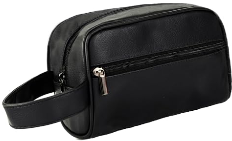 Valleycomfy Handgelenk-Clutch für Herren und Damen, kleine weiche Handtasche für Damen und Herren mit Riemen, Reise-Beauty-Case, Damen-Pochette Kosmetiktasche, Schwarz