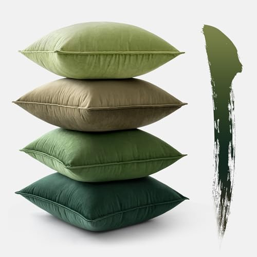 MIULEE Kissenbezug 40x40 cm grün 4er Set Samt Kissenbezüge Kissenhülle Dekokissenbezug dekokissen deko für Sofa Schlafzimmer Wohnzimmer Balkon Kinder flauschig Farbverlauf sofakissen