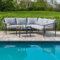 Salon de Jardin Exterieur Gris 5 Places Canapé d'angle en Aluminium et Corde Tressée - Salons de Jardin avec Coussin Gris Clair - Ensemble Canapé, sofa d'angle, fauteuil de jardin et table basse salon
