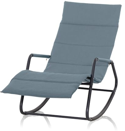 KHG Schaukelliege Blau aus Stahl und wetterfestem Gewebe, ergonomische Sonnenliege, Liegestuhl für drinnen & draußen Relaxliege Gartenliege 110 kg belastbar, 143 x 57 x 57 cm
