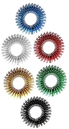 KOMBIUDA 6stücke Teiliges Finger Massage Ring Akupressur Ringe Für Stressabbau Und Fidget Spielzeug Rot Blau Grün Silber Und Schwarz Für Junge Mädchen Und Erwachsene