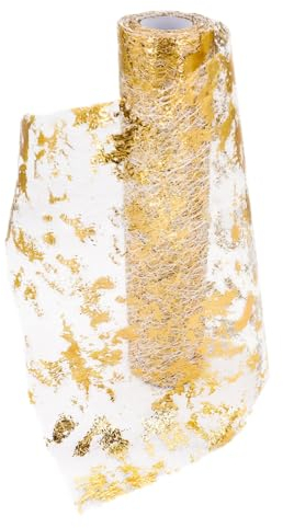 Tischläufer Glänzend Gold (29 cm x 10 m),Tischläufer Tischband Polyester Tischdeko für Partys und Feierlichkeiten wie Geburtstage, Hochzeiten, Babypartys, Taufen, Weihnachten,Feiertagsfeier usw