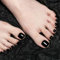Irikdescia Lot de 24 ongles d'orteils carrés à presser avec design - Avec colle en gelée - À coller sur les ongles des pieds - Pour le nail art - Noir