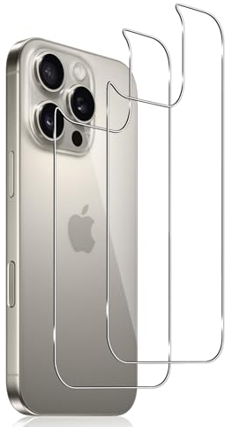 Lutree für Panzerglas für iPhone 16 Pro 6,3 Zoll Rückseite Schutzfolie, 2 Stück 9H Härte HD Folie Hinten Displayschutz, Anti- Kratzer Schutzglas Rückseitenfolie