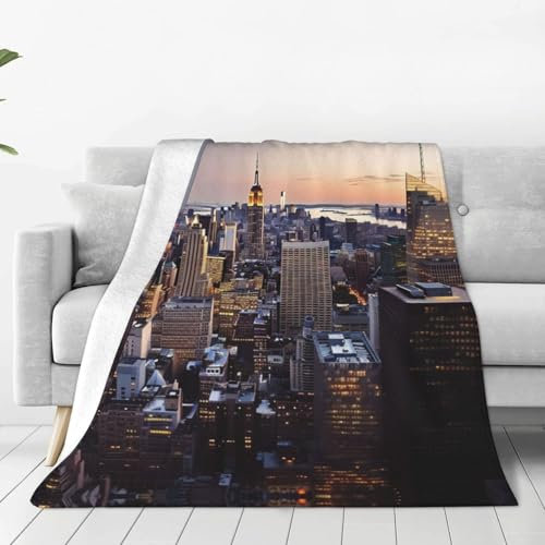 MMSJSBVY New York City Flanelldecke, warm und knitterfrei, superweiche Decke für Klimaanlage, geeignet für Sofa, Bett, Wohnzimmer, Reisen, 203 x 152 cm