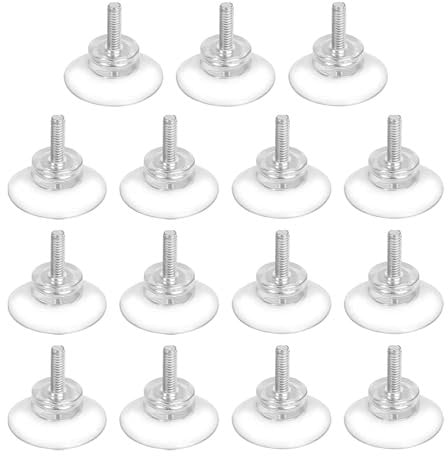 SDFLKAE Saugnapf mit Gewinde, Transparente Saugnäpfe für Fenster, 15 Stück Stark PVC Saugnäpfe mit Rändelmutter(M5), Saugknöpfe für Küche, Bad, Fenster, Spiegel, Auto, Dekoration, Glatte Oberfläche