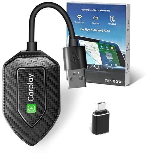 Esziluoky Wireless Carplay Adapter,Upgrade Plug & Play Wireless CarPlay Dongle Converts Wired to Wireless Fast and Easy Use Compatible Android & iPhone