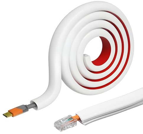 1 Meter Mini Kabelkanal Selbstklebend Flexibler Klein Kabelkanal Halbrunde Kabelabdeckung Selbstklebender Kabelversteck Kabelschacht zum Verstecken für 1 Kabel PVC Kabelverdecker für Zuhause und Büro