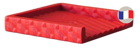 Porte Savon Rouge - Fabriqué en France - Porte Savon Carré - Accessoires Salle de Bain - Idéal pour Savons de Marseille - Accessoire Cuisine Pratique - Support savons Anti-dérapant