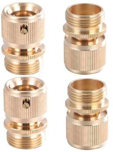 Uni-Fine Lot de 4 raccords rapides en laiton pour tuyau d'arrosage, 3/4, buse pour cuisine, jardin, extérieur