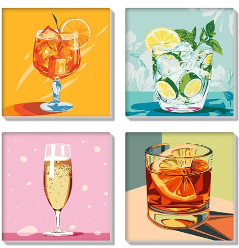 HEIBAGO 4 Pack Peinture par Numéros Fruit Adulte avec Cadre, Kit de Peinture pour Débutants DIY Peinture Acrylique Artistique avec Pinceaux Décoration Murale 20x20cm