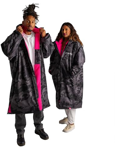 Dryrobe Advance Waterproof Changing Robe - LONG SLEEVE Oversized Change Robe Coat with Fleece Lining - Hooded Jacket for Beach, Wild Swimming, Surfing