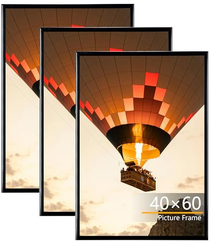 Baoee 3 Pack Bilderrahmen 40x60, 40x60 cm Posterrahmen Schwarz, Einschubstreifen, Horizontale oder Vertikale Wandmontage
