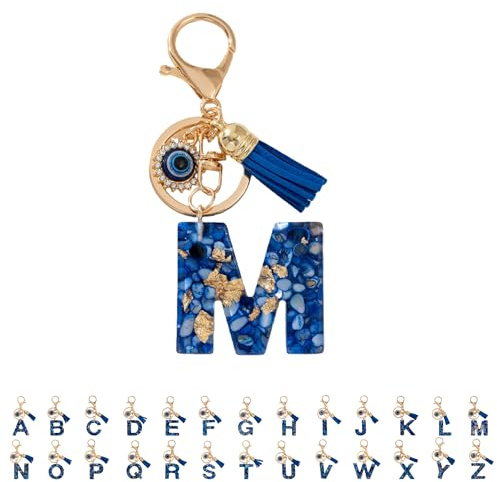 CBHTMY Schlüsselanhänger Buchstabe,Anfangsbuchstaben Schlüsselbund,Böser Blick Blau,kleine geschenke für frauen