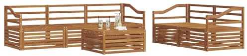 vidaXL Outdoor-Sofagarnitur 6 pcs Natur, Garten, modernes Outdoor-Sofa, gemütliche Terrassen-Sitzgruppe aus robustem Material