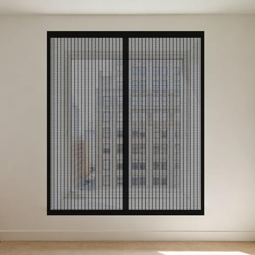 Mosquitera para Ventana 60 x 80 cm sin Taladrar Ni Atornillar Pantalla Magnética Ajustable Ventana de Bricolaje Fácil Instalación Adhesiva para Todas Las Ventanas, Negro