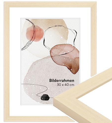 WANDStyle Bilderrahmen 30x45 Natur, moderner Bilderrahmen Holz, hochwertiger Holzbilderrahmen, Posterrahmen zum Aufhängen, Rahmen 45x30 cm, Fotorahmen H430 - Made in Germany