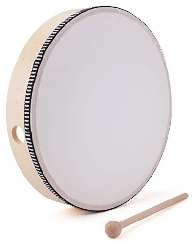 Foraineam 10 Inch Hand Drum with Wooden Drumstick Music Wood Frame Drum Musical Rhythm Percussion Instrument