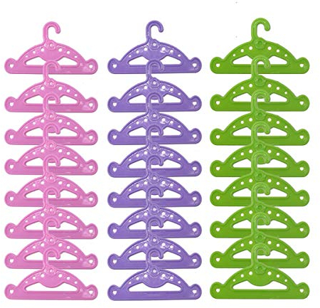 Puppenkleiderbügel,Zliger 30 Stück Puppenbügel Puppen Kleiderbügel Puppenkleiderschrank Puppenschrank Kunststoff Kleiderständer Puppenkleiderbügel Für Puppen Kleidung Zubehör 3 Bunte