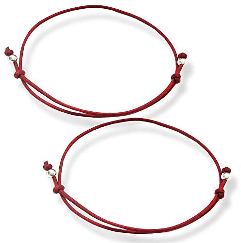 Bracciale con filo rosso del destino (2), Cotone e argento sterling