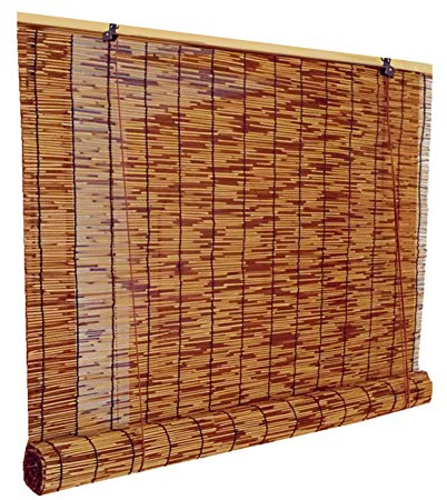 ADASP Bambus Raffrollo in Braun, Sichtschutz Rollo für Fenster und Türen, kirschbaum/Wand-und Fenstermontage Schnurzugrollo Vorhang Wandmontage Deckenmontage Blickdicht geflochtene