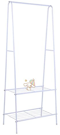 HUOLE Portant/Penderie à vêtement Métal étendoir, séchoir à Linge Porte-vêtements - Porte-vêtements pour chambre à coucher - Avec compartiments à 2 niveaux (Blanc (59.5 * 36.5 * 160cm))